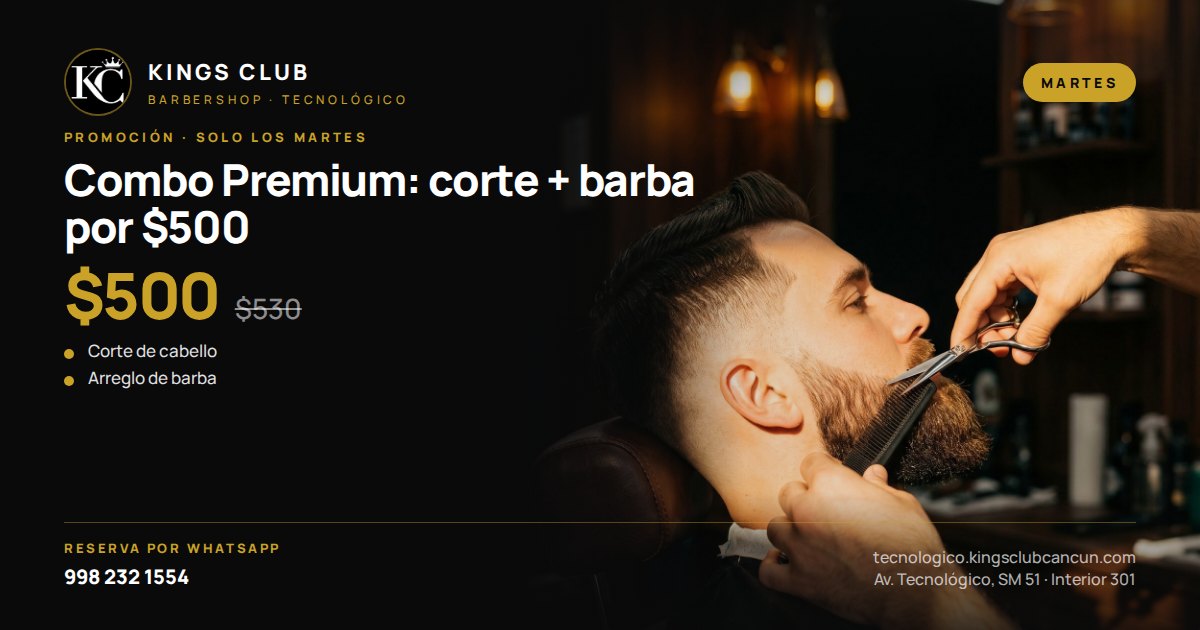Combo Premium: corte + barba por $500